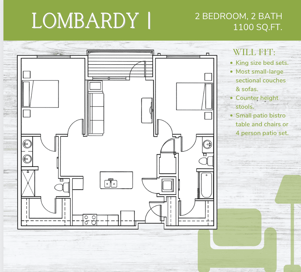 Lombardy 2 bedroom 2 bath apartment at Marcella at Gateway 
