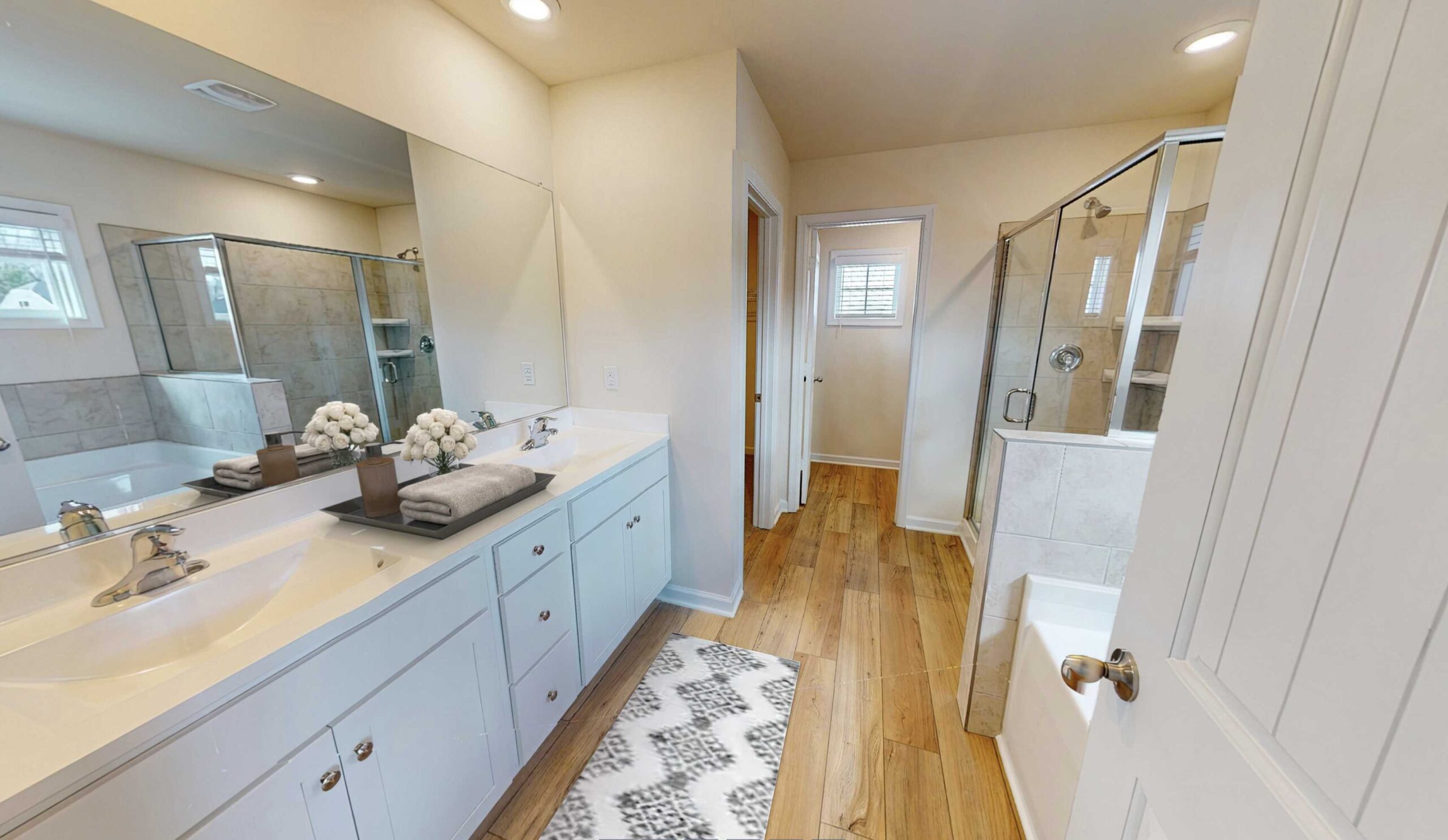 furnished owners suite bathroom in the Aspen by Boyd Homes
